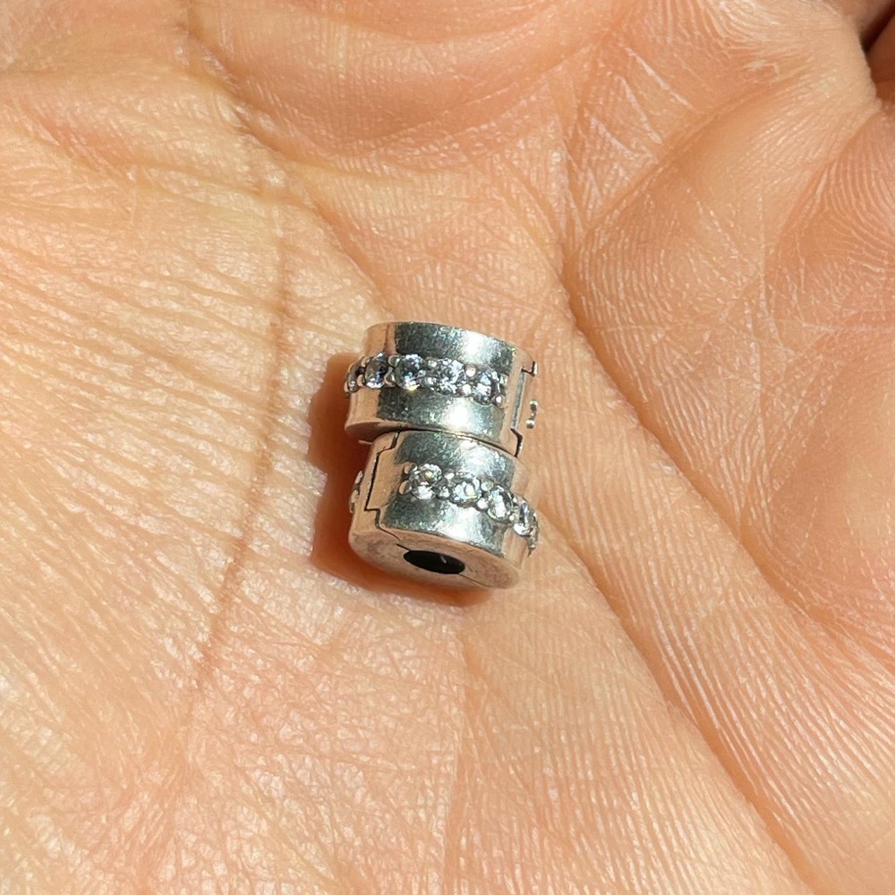 Bundle 2 Retired Pandora Charms Safety Clips Stoppers Spacers EUC